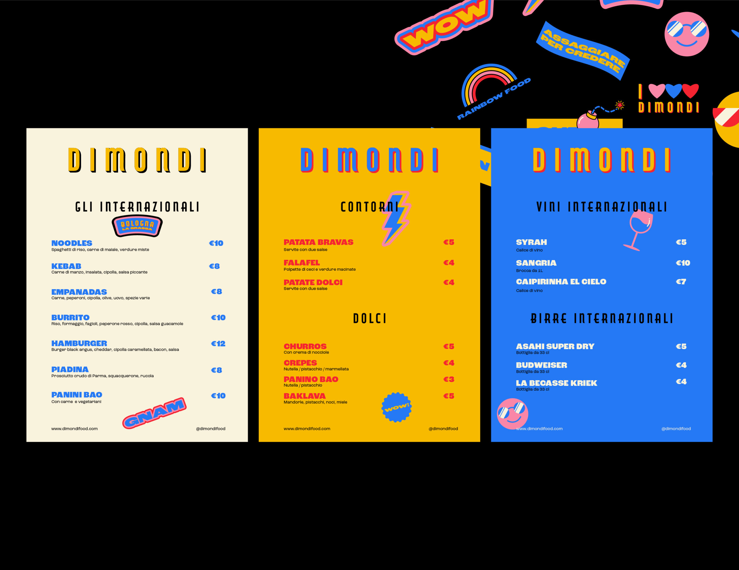 Progetto grafico di un menù per brand identity